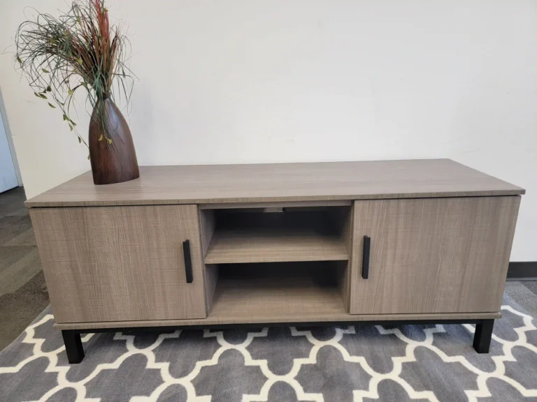 Gray and black accent tv stand console