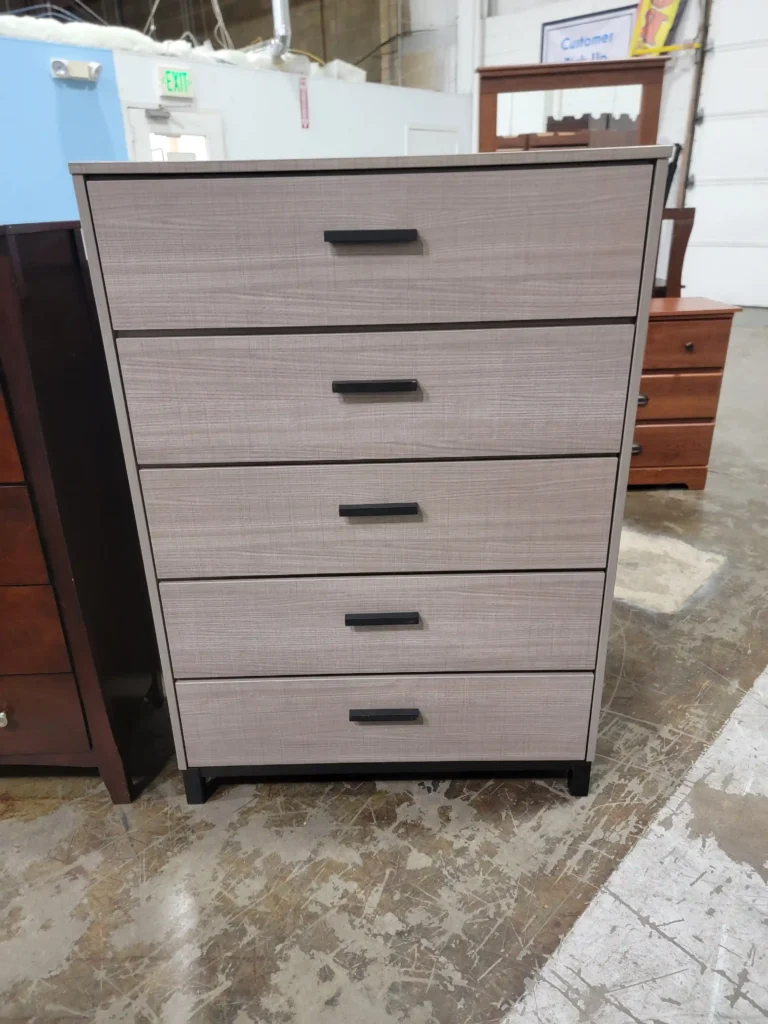 Gray Chest of drawers with black accent