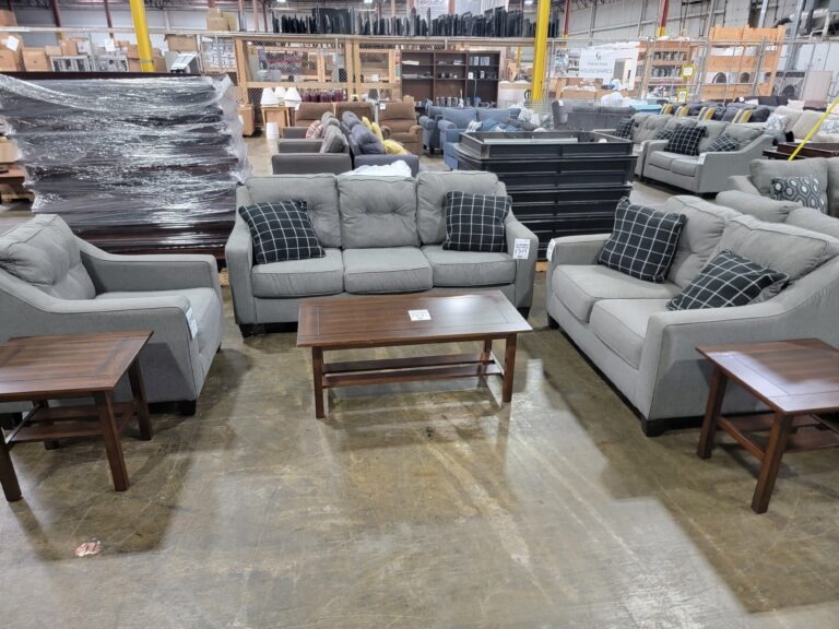 light gray sofa, loveseat and chair